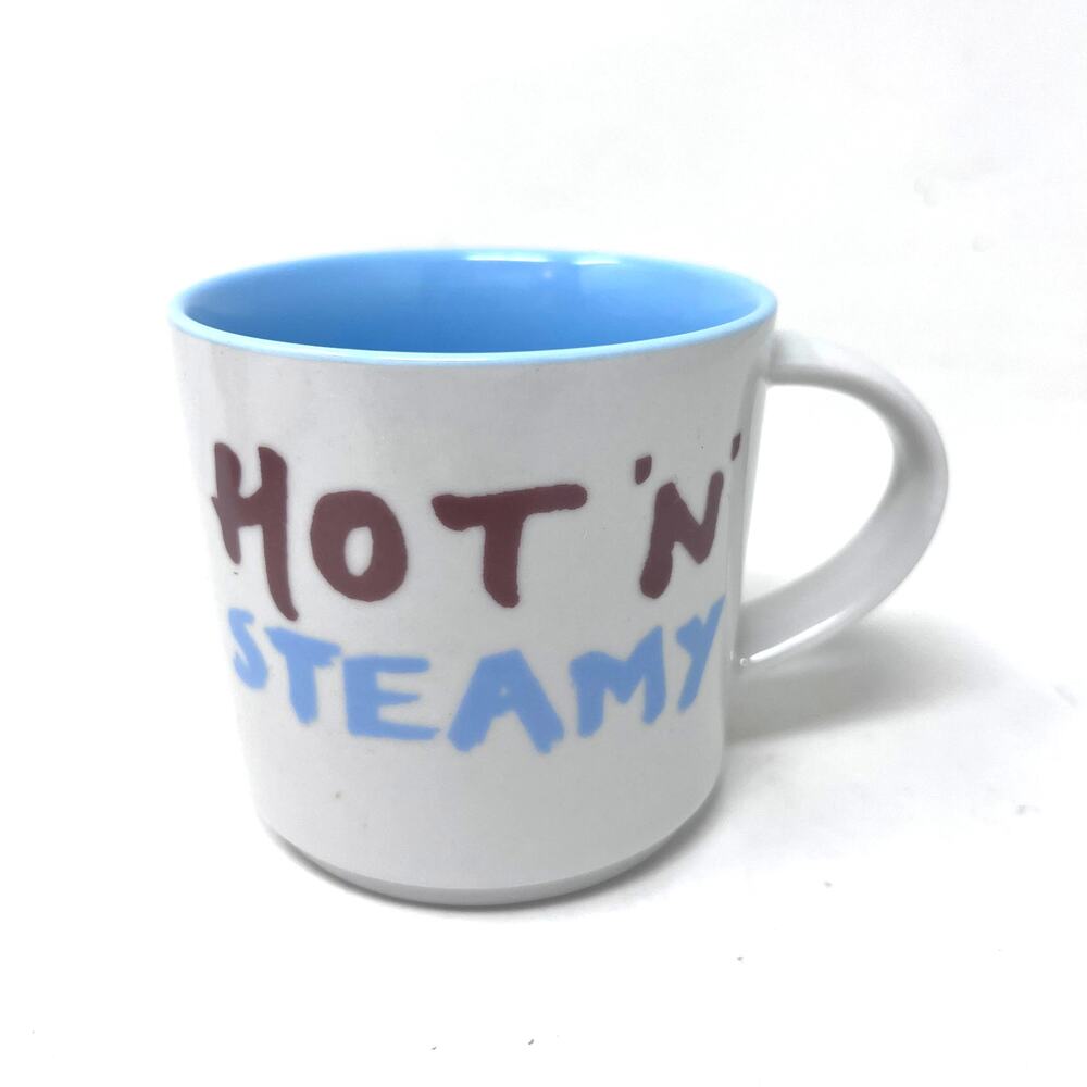 Hot 'N' Steamy Like Me Coffee Tea Mug Cup Jamie Oliver 2006 Blue Interior‎